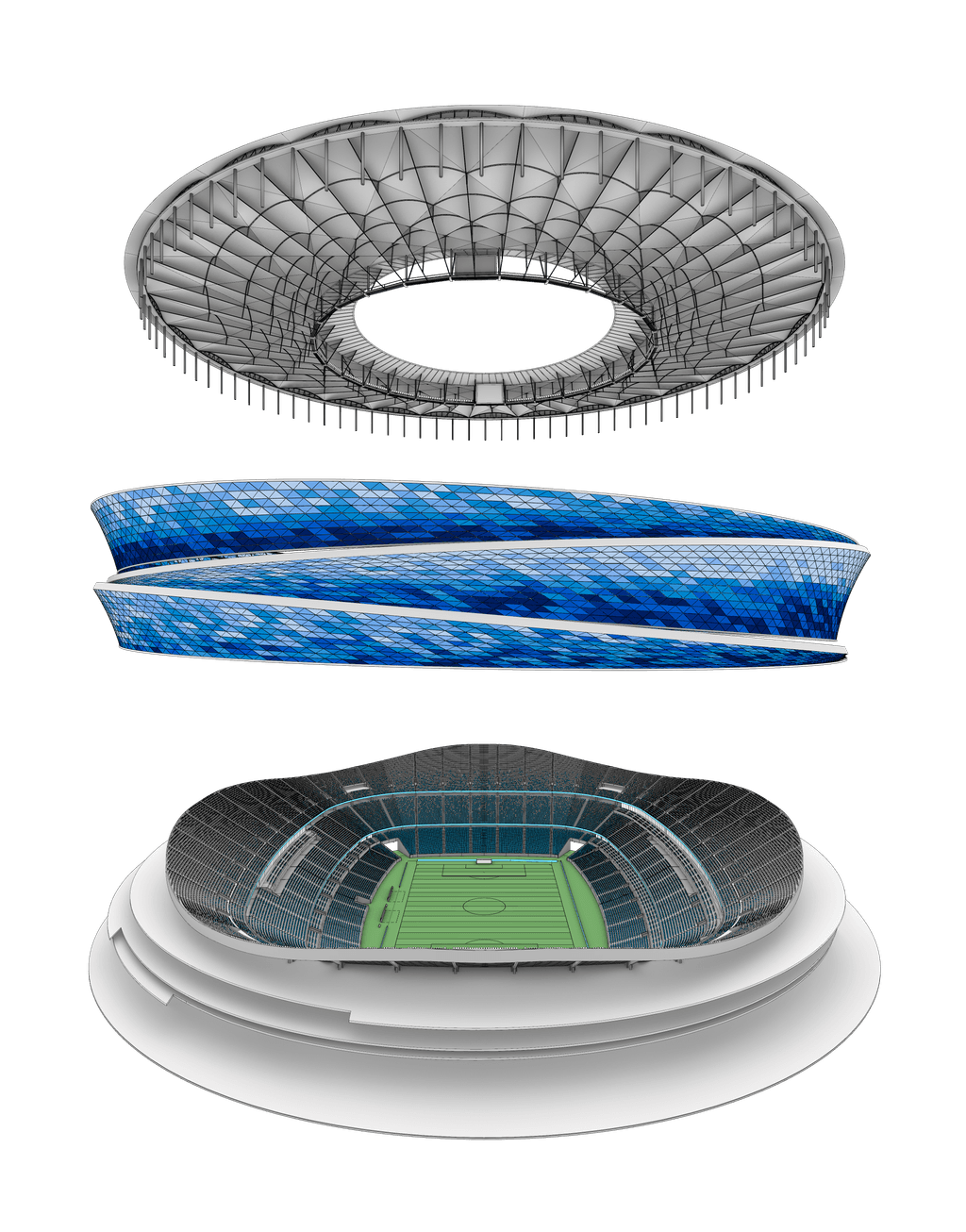 Dalian Stadium CGI Exploded diagram