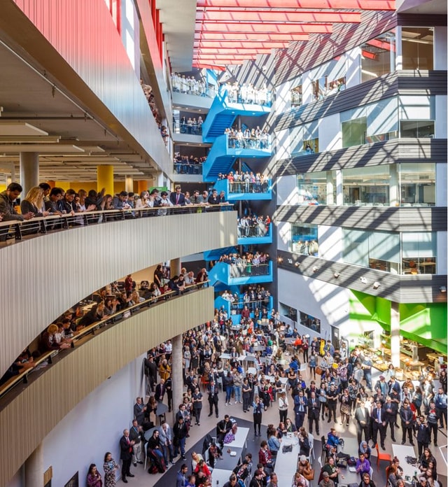 Cardiff and Vale community college atrium full of students