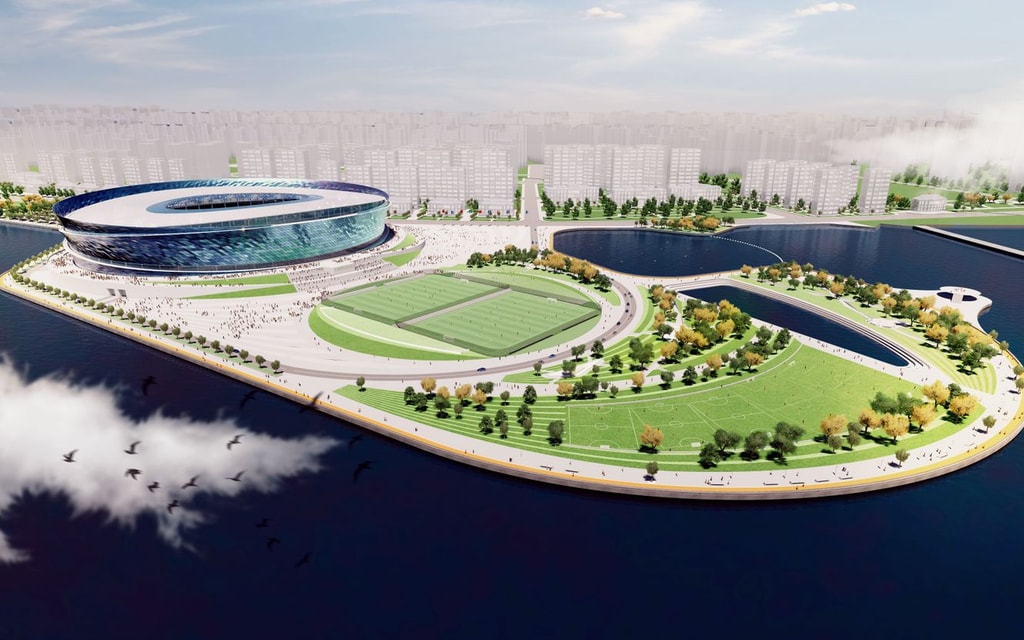 Dalian Stadium External pitches daytime CGI