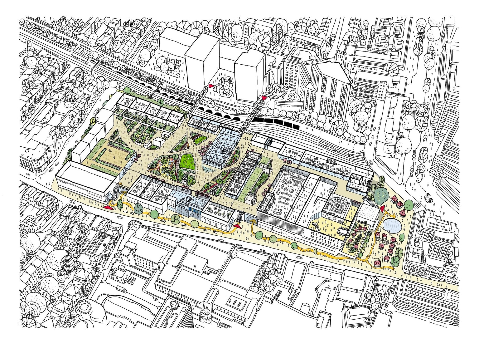 Ikea Hammersmith Arial Sketch colour no buildings