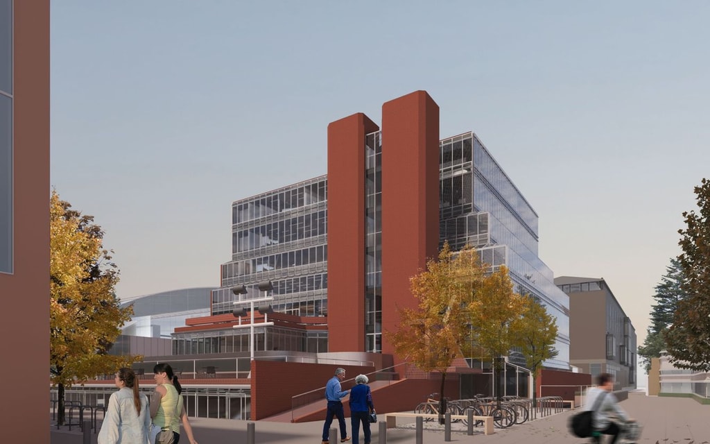 James Stirling Building University of Cambridge Exterior Building CGI 3