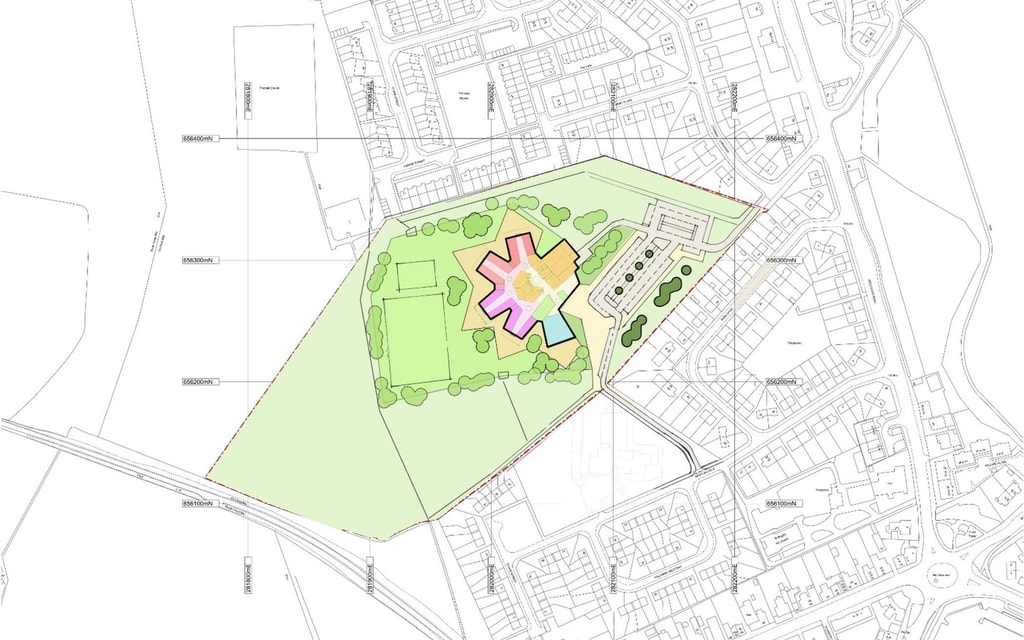 Site plan of Newmains & St Bridigs school
