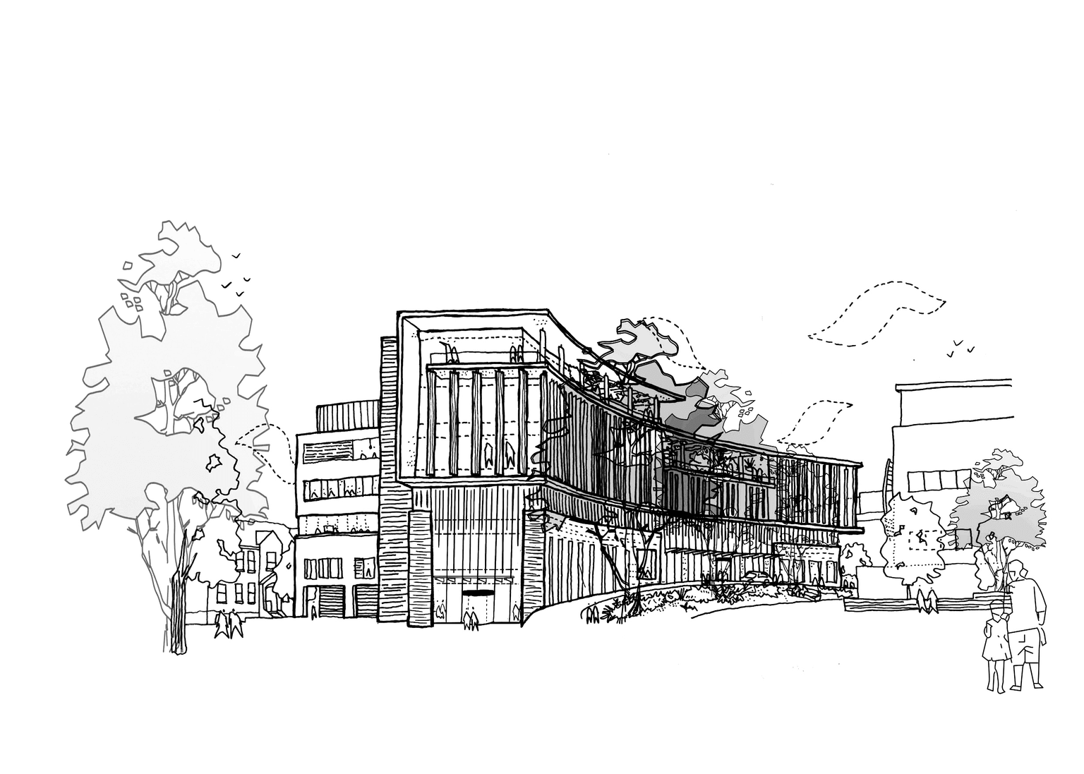 Oak Cancer Centre - Entrance Sketch BW.png
