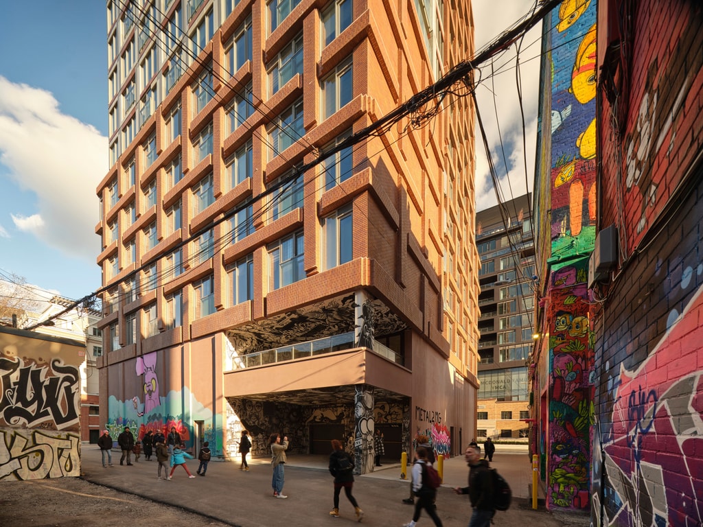 Rush Condos Building from the ground with graffiti