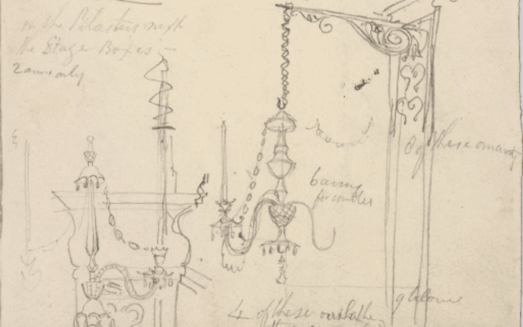 Theatre Royal Drury Lane old sketch lighting