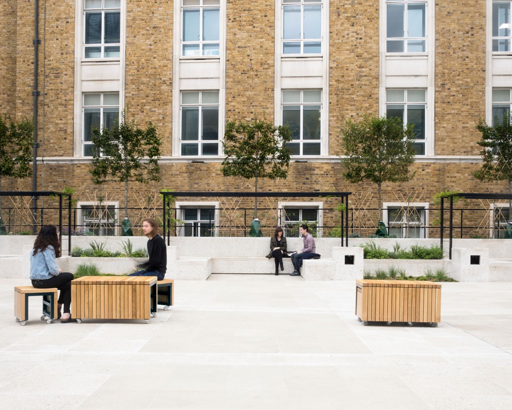 UCL Wilkins Terrace and Refectory night time lighting exterior image