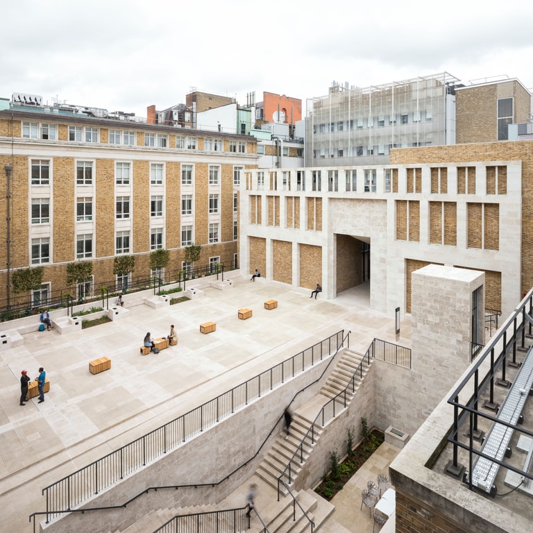 UCL Wilkins Terrace and Refectory night time lighting exterior image