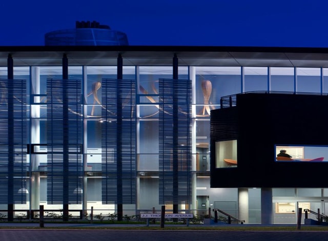 University of Cambridge, Physics of Medicine_exterior lit up