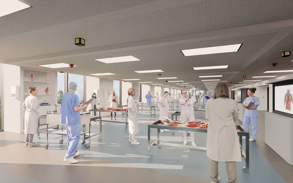 University of Birmingham Centre for Anatomy Surgical and Clinical Skills Interior student facilities CGI