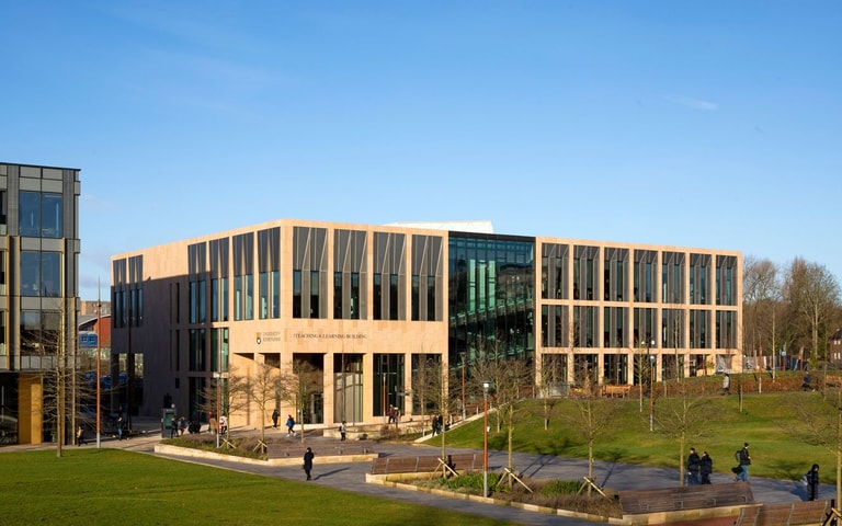 University of Birmingham Teaching and Learning Building - exterior of building in sunlight