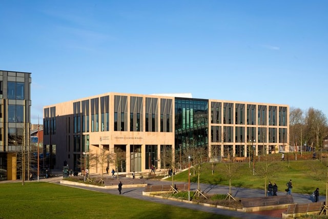 University of Birmingham Teaching and Learning Building - exterior of building in sunlight