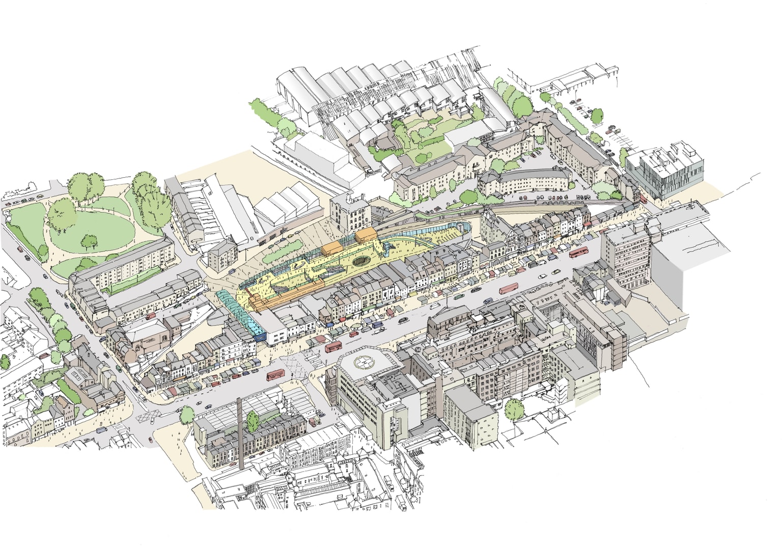 Whitechapel Station Sketch in colour