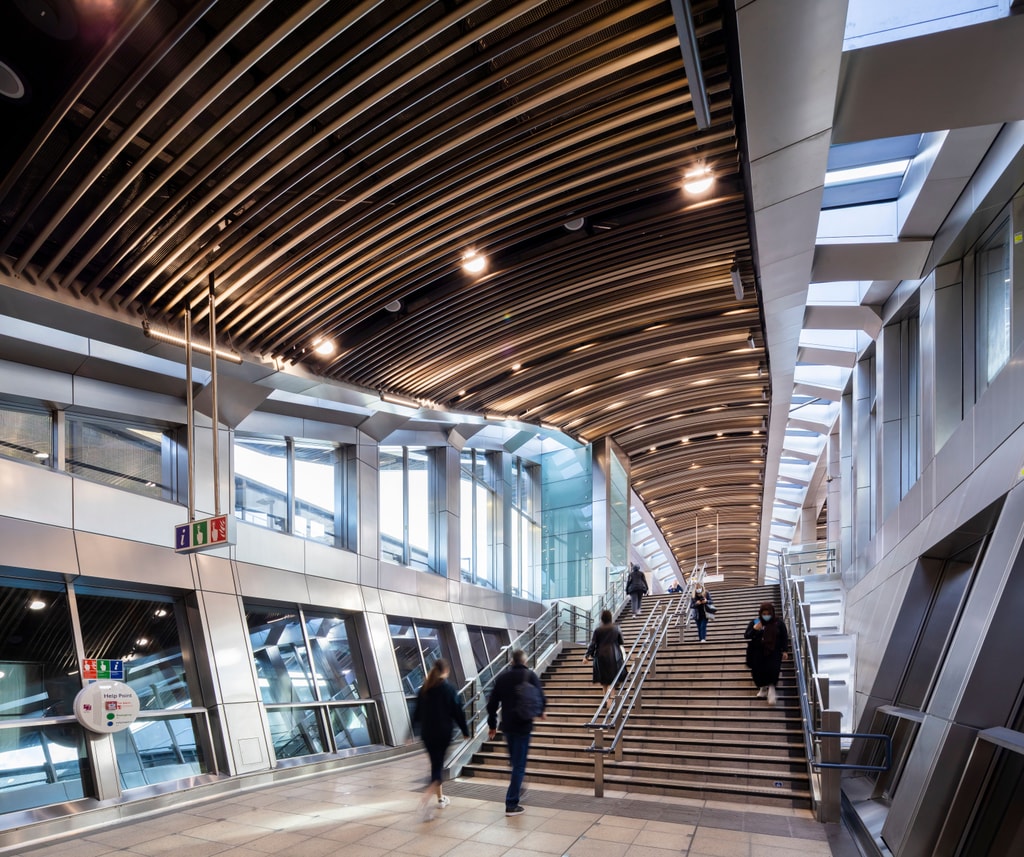 Whitechapel Train Station stairs light people