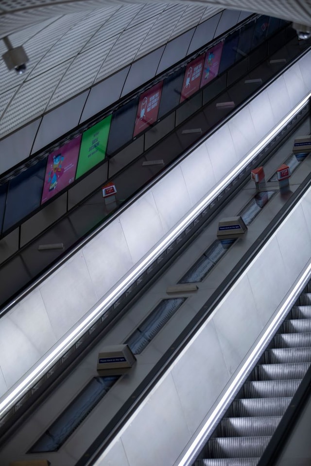 Whitechapel Station Escalators zoomed in