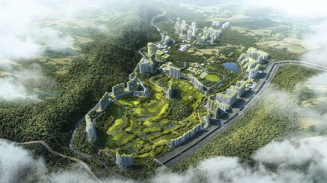 Hill retreat aerial view