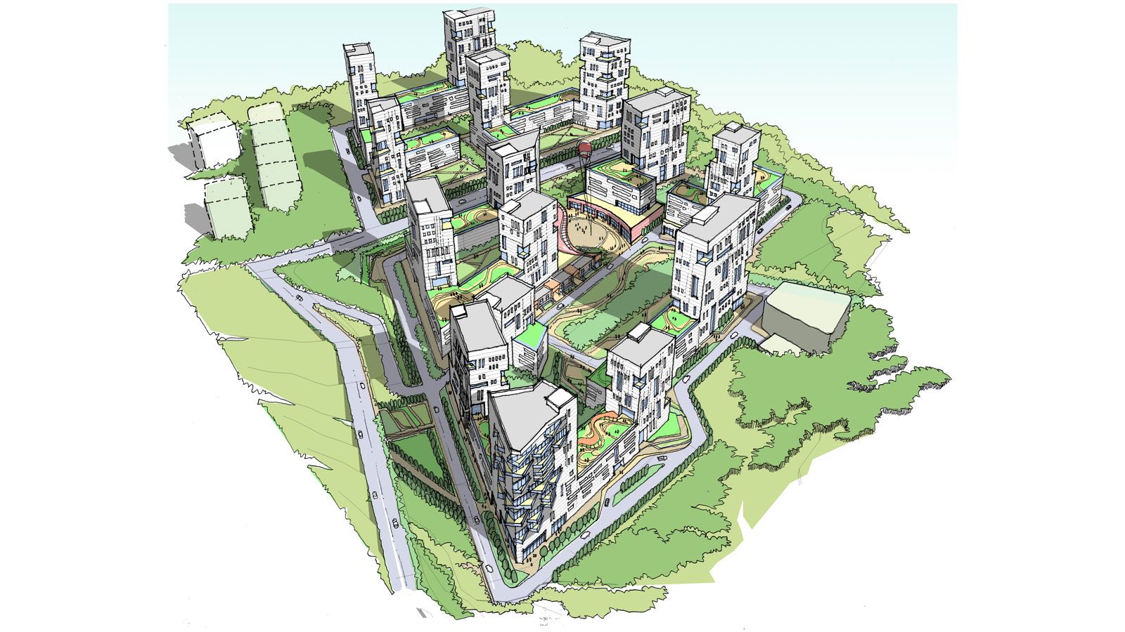 Hill retreat aerial view